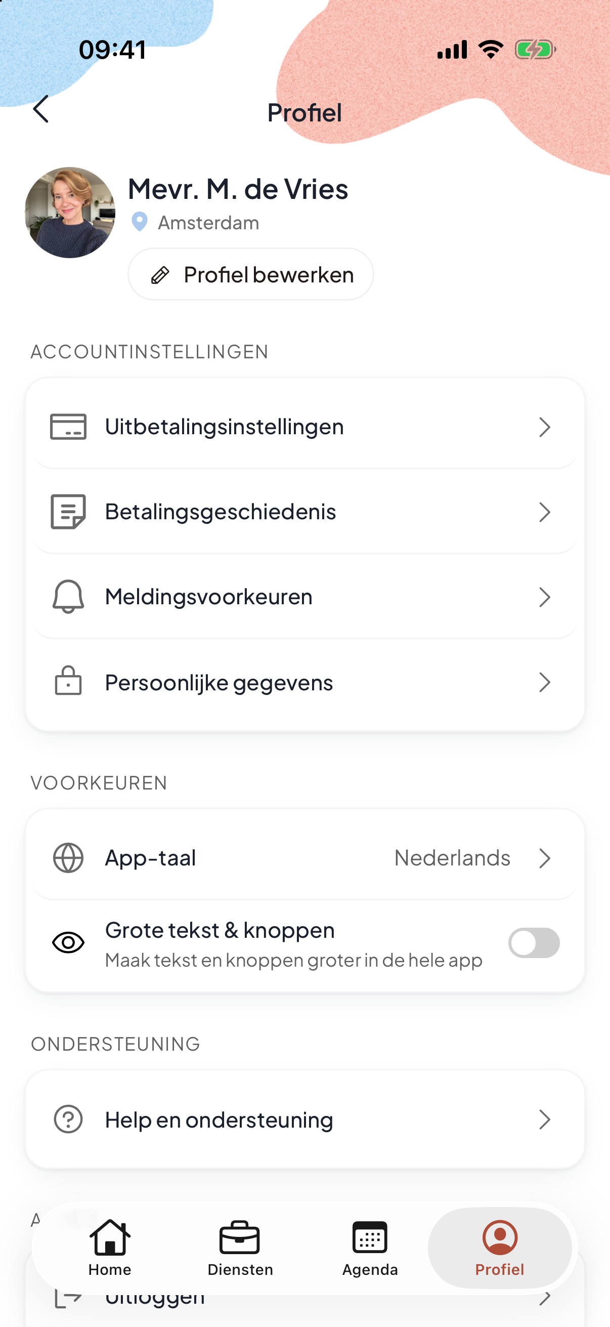 App-scherm: Een privé account, alleen voor je medewerker