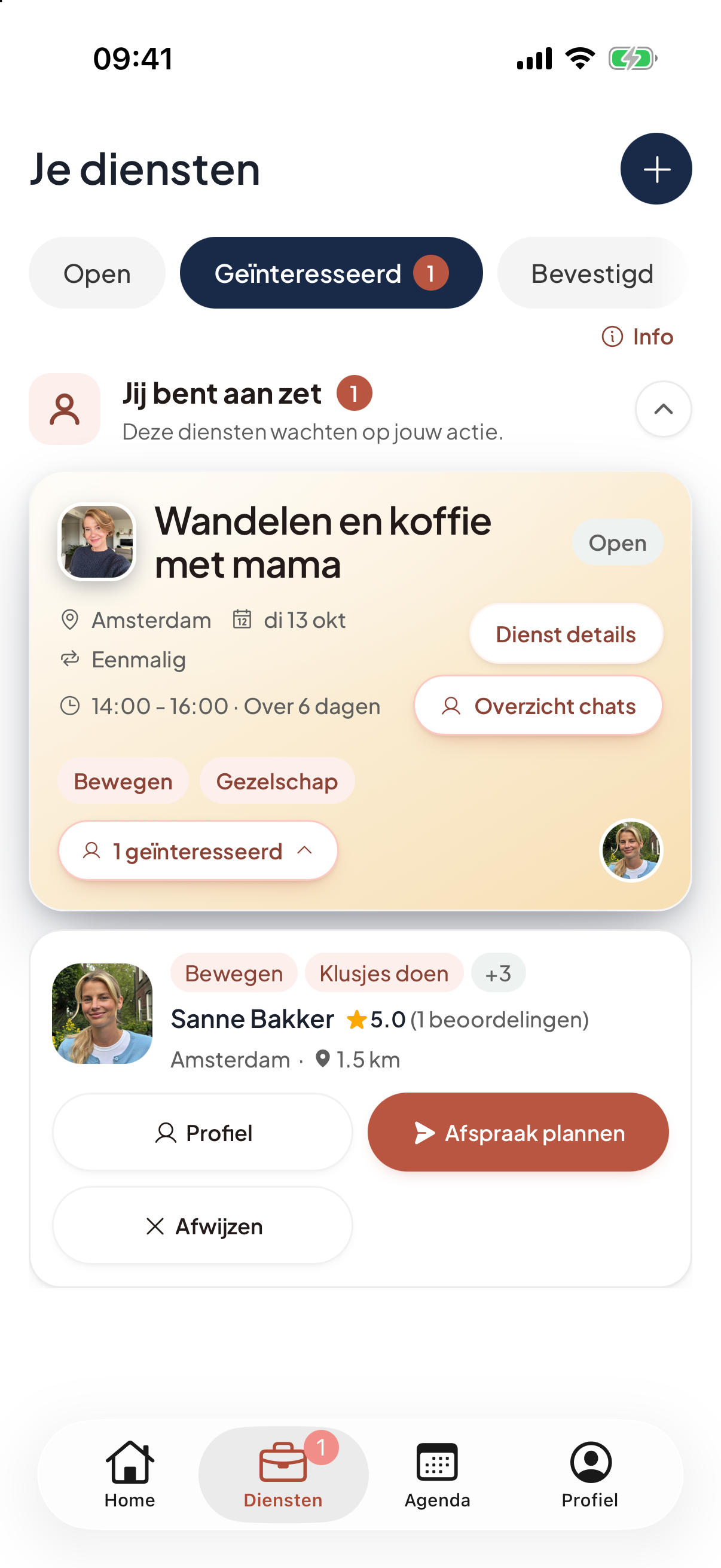 App-scherm: In één oogopslag zien wie wil helpen